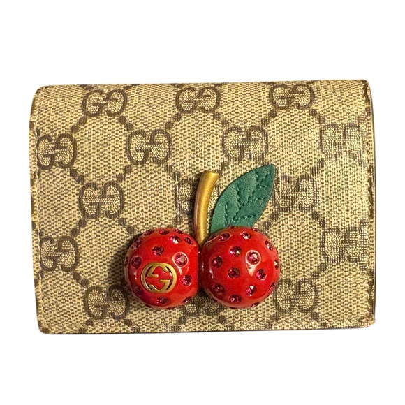 AUTHENTIC Gucci GG Supreme Cherry Card Case Wallet - FULL SET - Pristine! - Picture 3 of 13